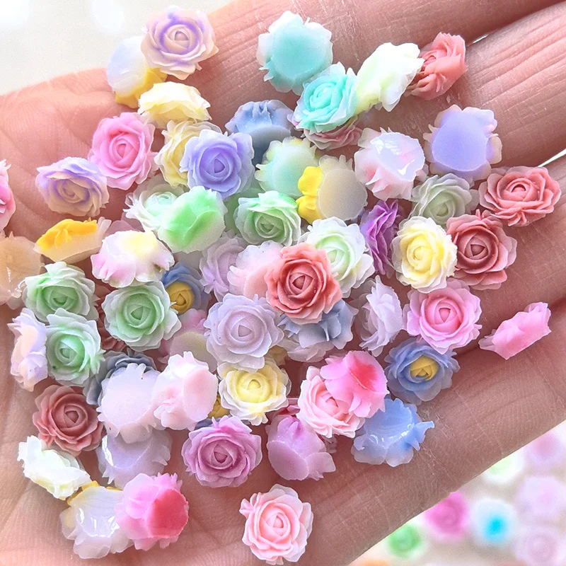 

30pcs 9mm Mixed Luminous Rose Flat Back Decoration DIY Nail Decoration Jewelry Making Accessories Resin Craft Flowers