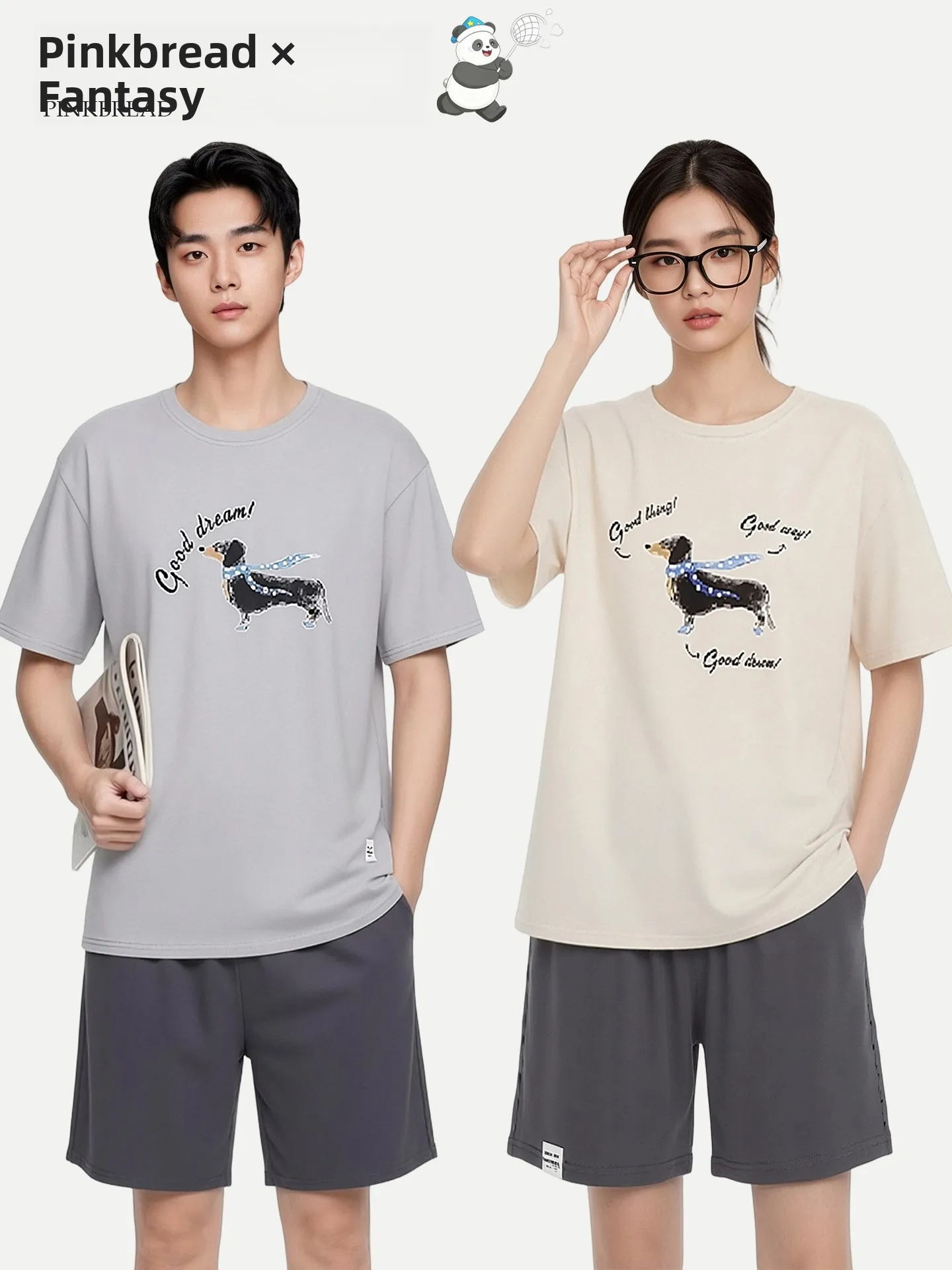 

PinkBread Couples Sleepwear Modal Cotton Short Sleeve Spring Summer Outdoor Wearable Home Clothes Soft Comfortable Breathable