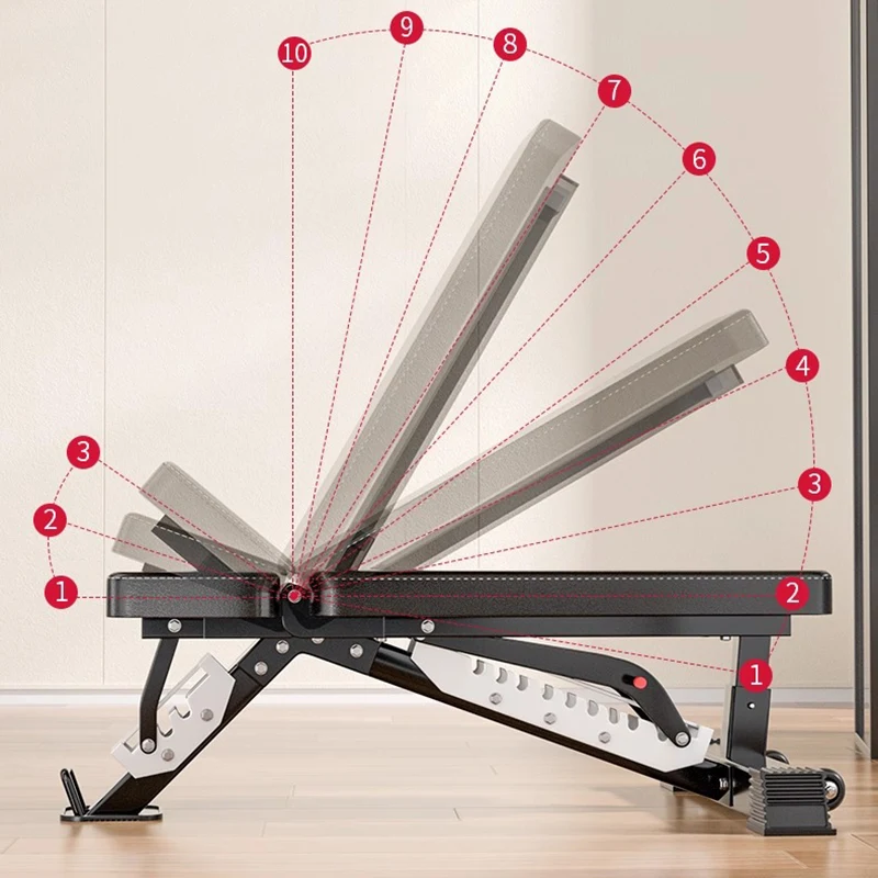 Bench press and 13 adjustable position strength training tables for garage and home gym workouts, weightlifting,