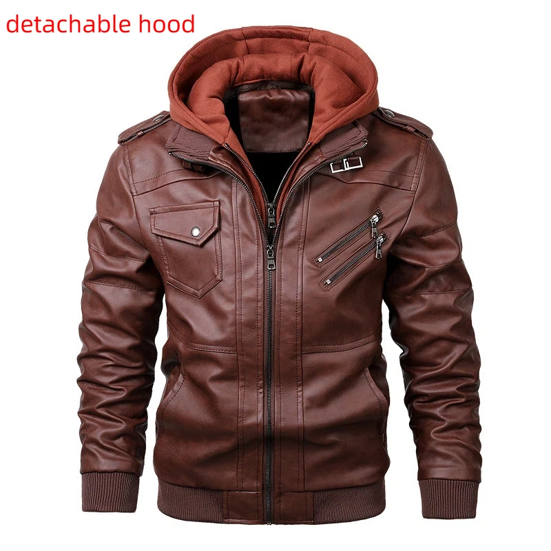 

Men's PU Leather Jacket Motorcycle Biker Coat Retro Faux Leather Jacket for Men Zipper New Men's Leather Jackets European Size