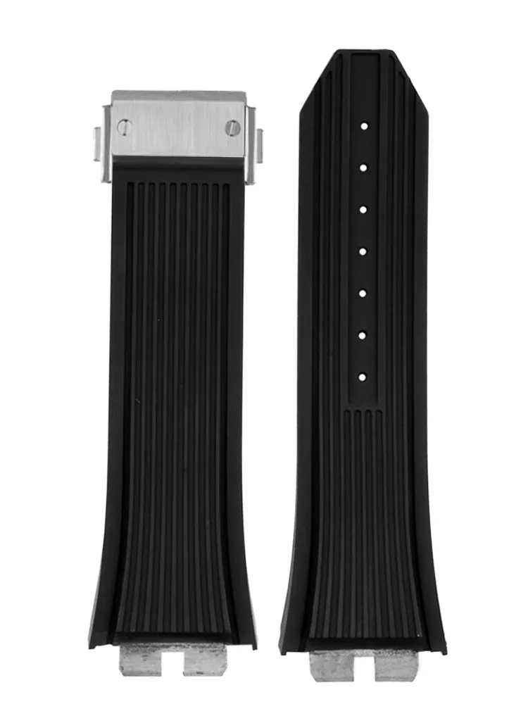 Correa de goma fluorada para Hublot BIG BANG Hengbao 441 415 411 correa de reloj VITON de liberación rápida para hombre pulsera FKM con hebilla plegable de 28*18mm