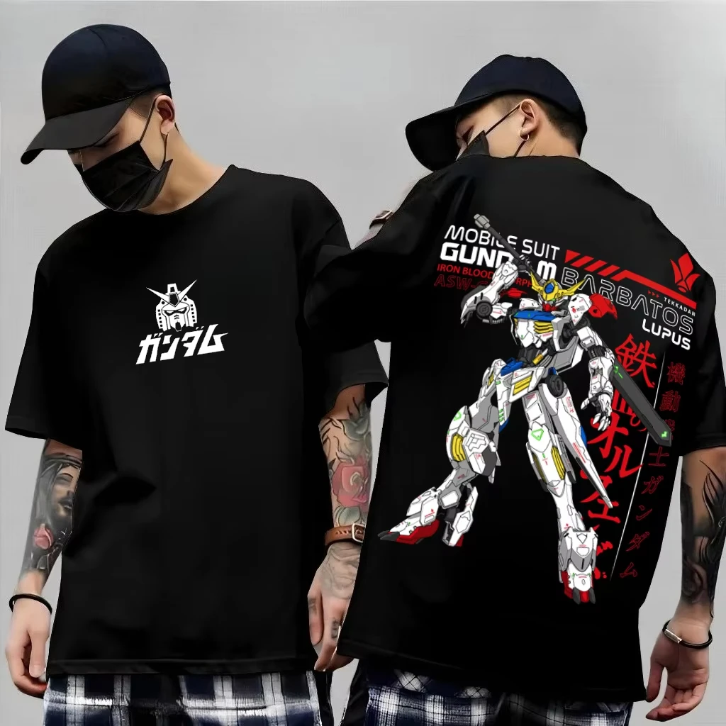 Camiseta de algodón puro con estampado de la serie de anime mecha japonesa "Mobile Suit Gundam" 2026, de manga corta para verano, para hombres y mujeres.