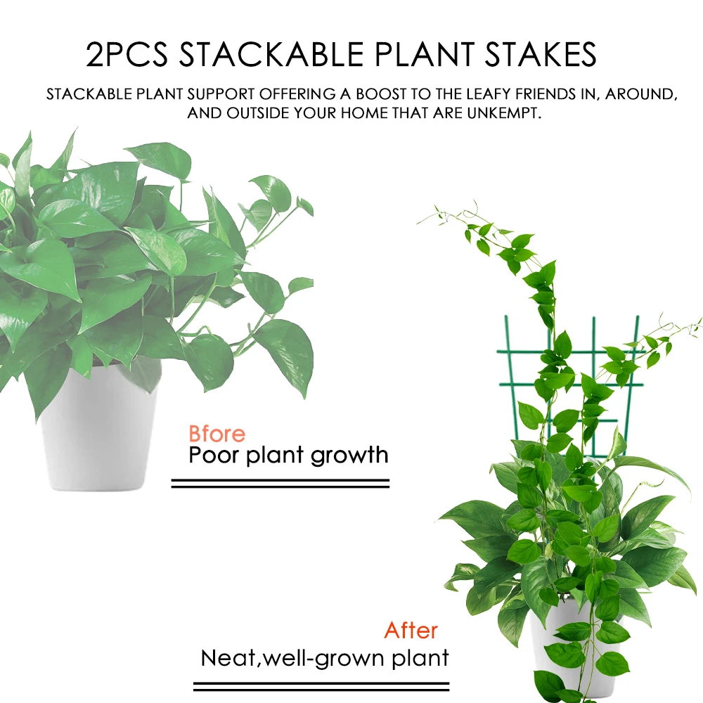 2PCS Stackable Plant Stakes for Indoor Plants, Aesthetic Plant Support Stakes for Live Plants, Outdoor Plant Trellis Alternative