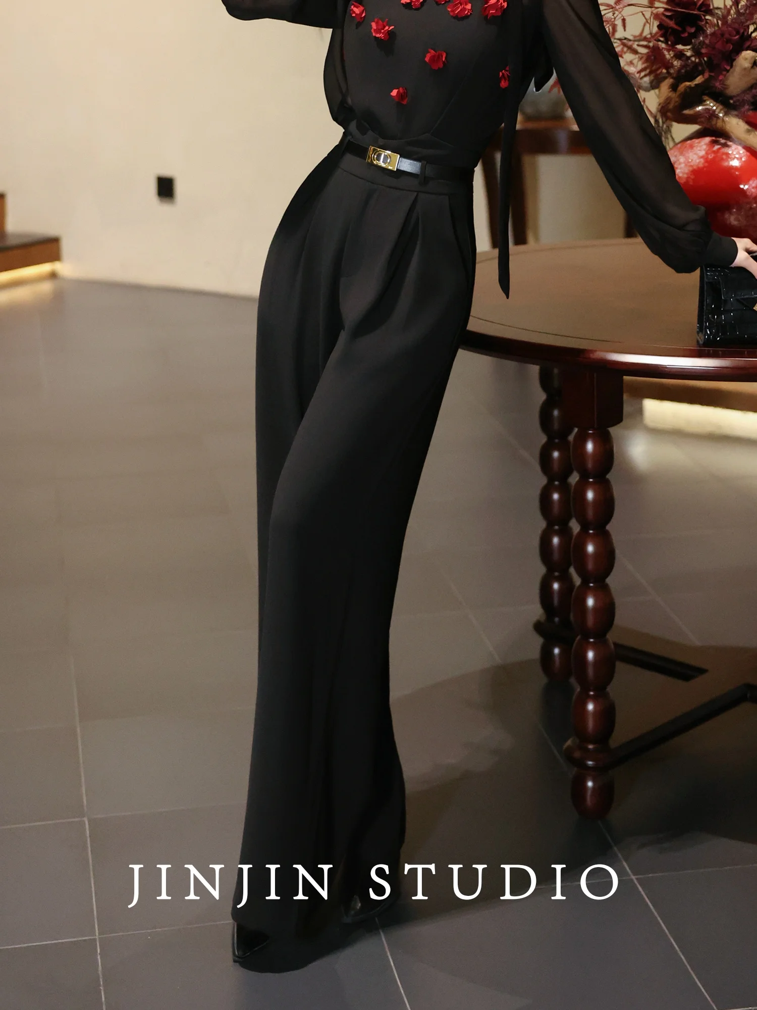 

Женские брюки-палаццо с высокой талией MD, драпированные, повседневные, для офиса, с эффектом удлинения, весна 2026