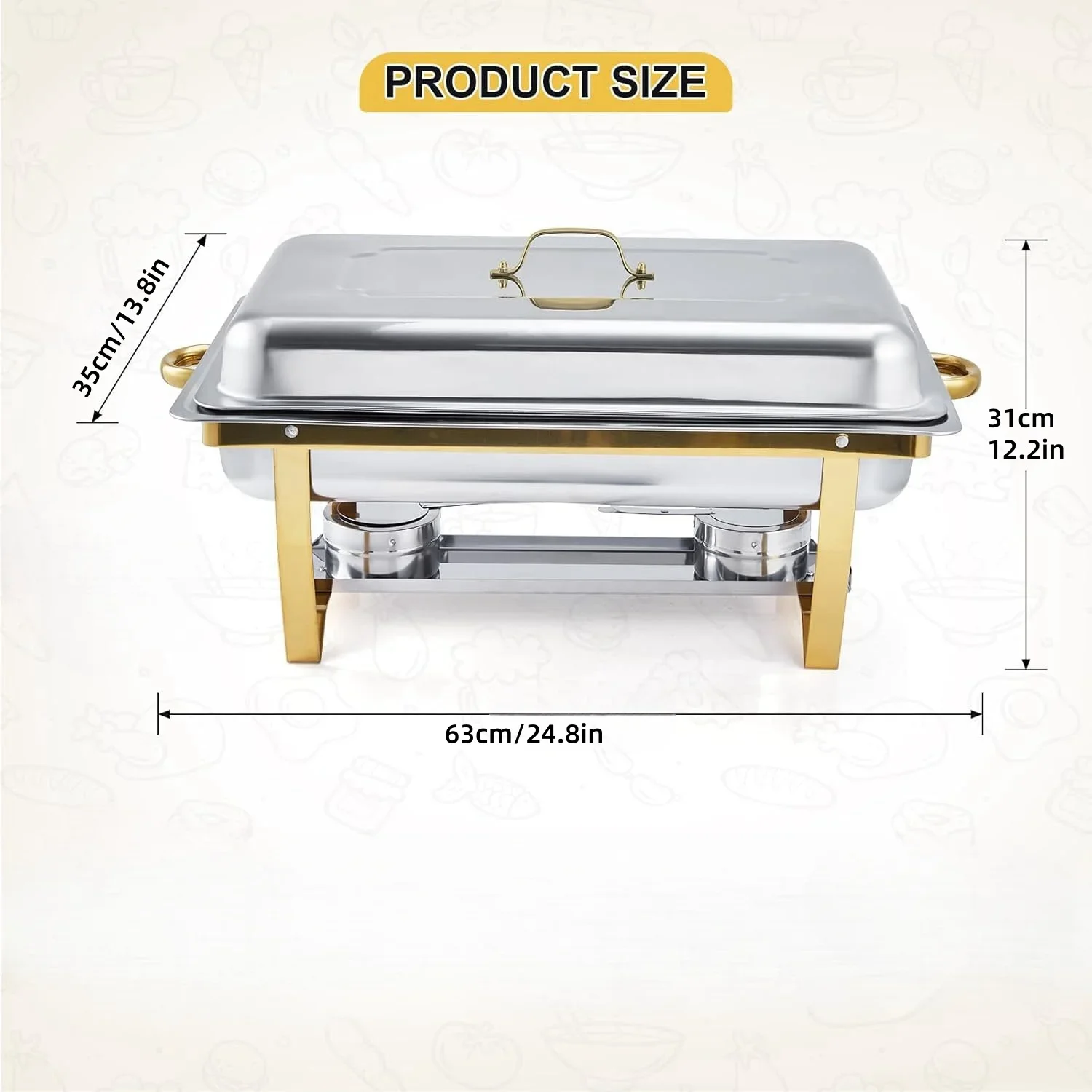 Half-gold-plated Chafing Dishes, single/double/Three compartments, stainless steel insulated pot, only for cooking JJ265