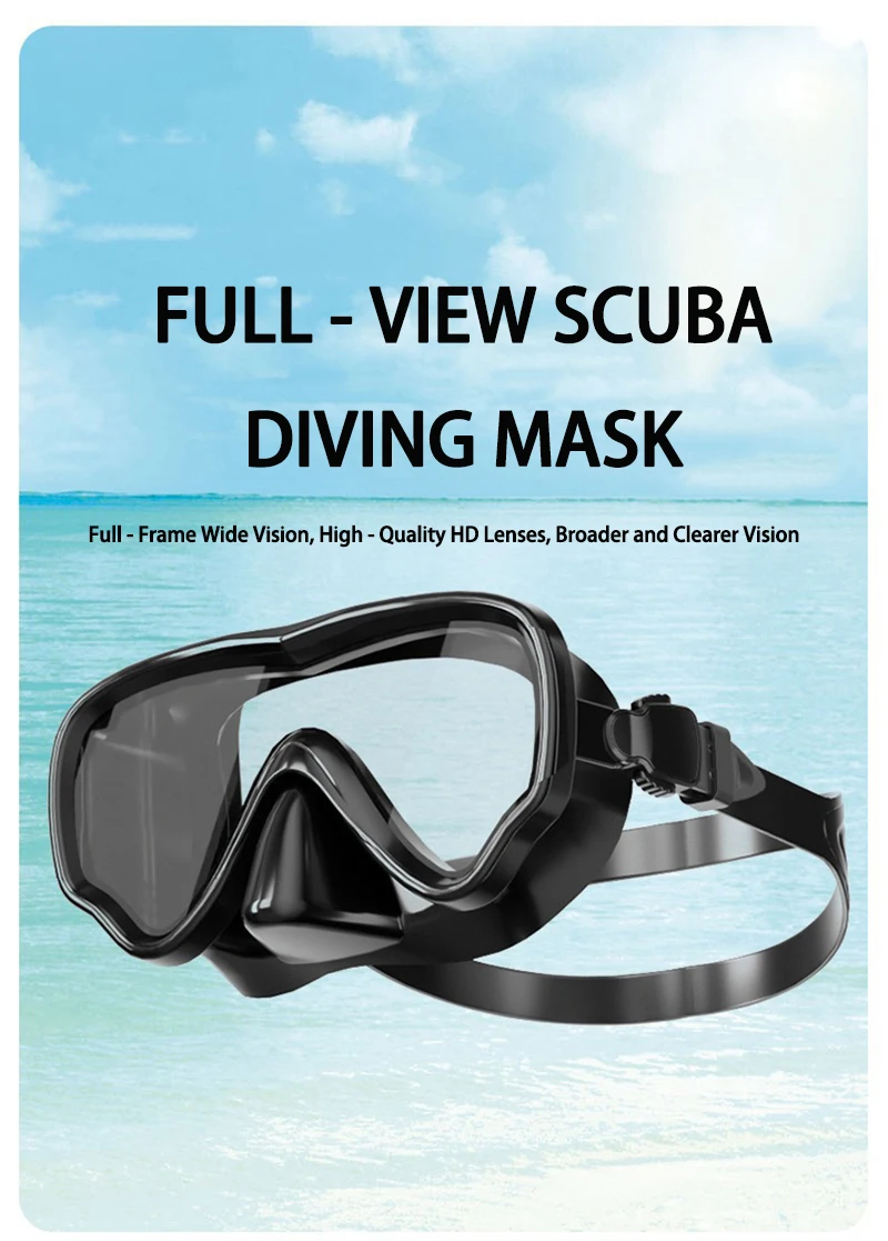 

Adult Large-Frame Scuba Snorkeling Diving Mask | Tempered Glass , Silicone , Anti-Fog & Leak-Free for Diving, Scuba & Travel