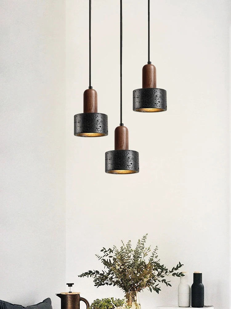 Modern Black Stone LED Pendant Lamp, quarto de cabeceira candelabro, lâmpada mutável, pendurado luz, longa linha Droplight, E27