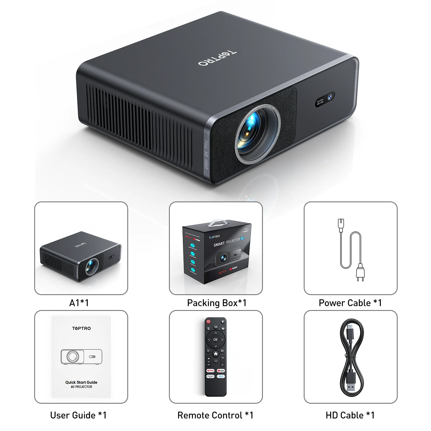 TOPTRO 4K Projektor 1500ANSI Autofokus/Keystone WiFi6 BT5.2 Full HD 1080p Smart Home Theater Filmprojektor Offiziell Netflix-kompatibel – Detail 11