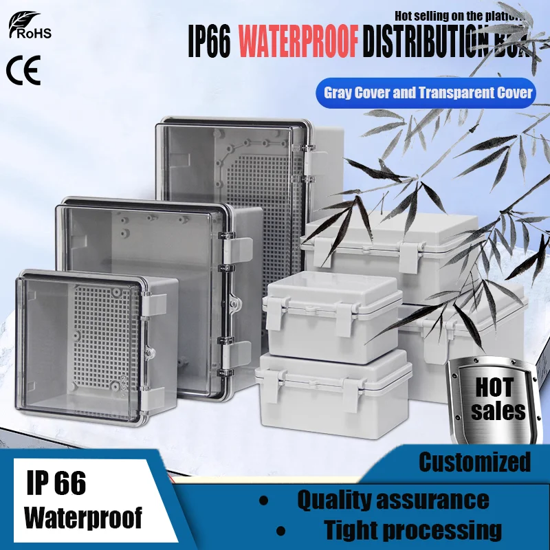 

P66 Waterproof ABS PC Plastic Electronic Junction Box with Hinged Buckle Transparent Cover Outdoor Seal Power Distribution Case