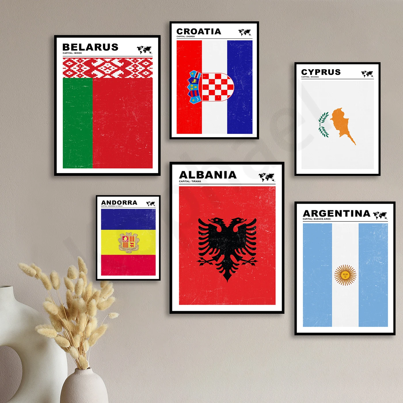 Albania Andorra Argentina Australia Austria Belgium Bulgaria Ireland Armenia Belarus Cyprus Czech Republic Croatia. Flag Poster