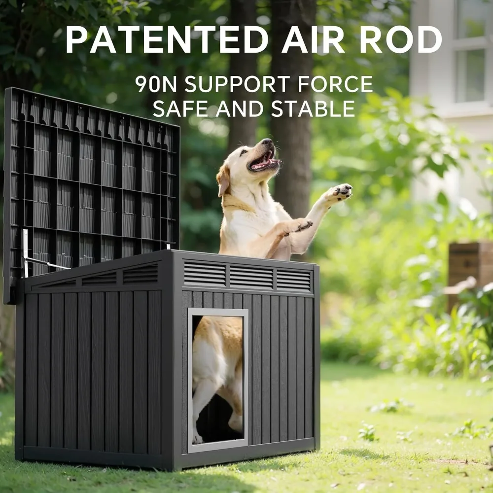 Casa para perros resistente a la intemperie para perros medianos a grandes: uso interior/exterior con pisos extraíbles y espacio interior