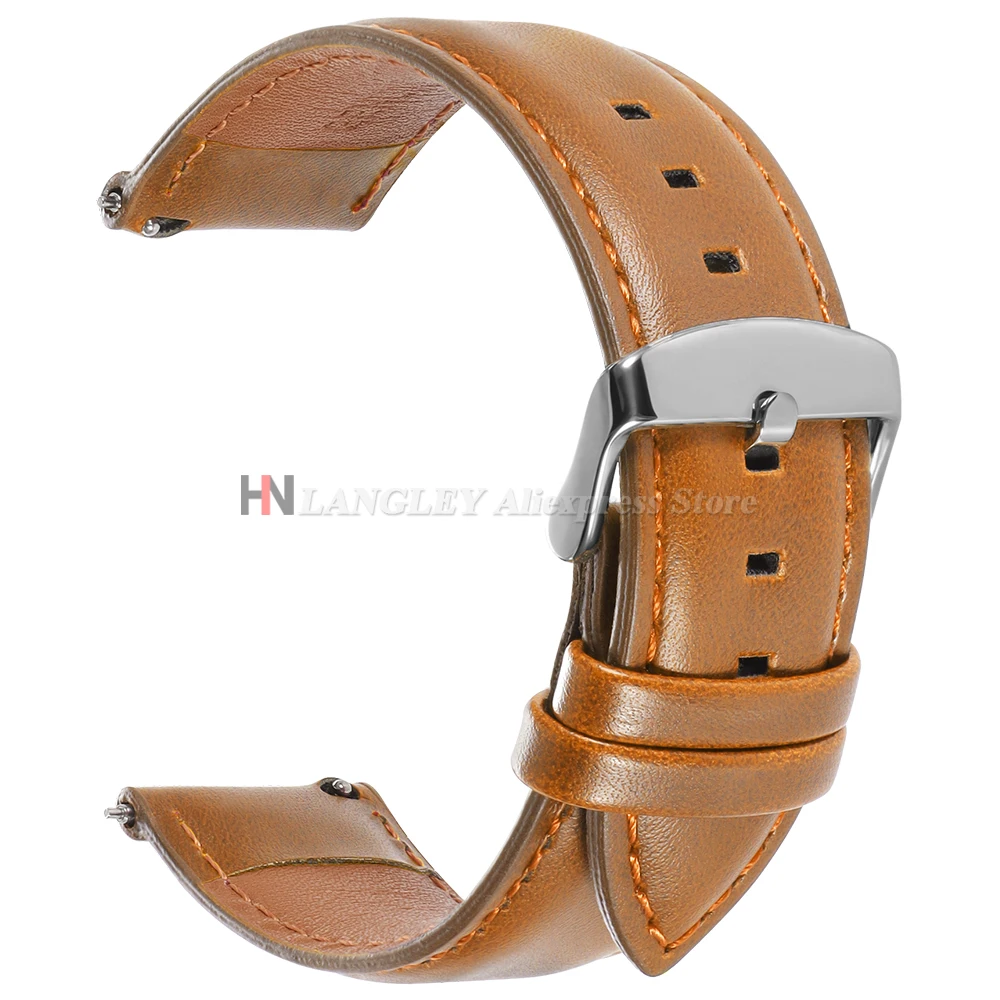 Quick Release Echt Koeienhuid Lederen Horlogeband Strap 18mm 20mm 22mm voor DW voor Omega Zwart bruin Rode Pin Gesp Horloge Accessoire