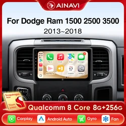 Ainavi Car Radio Multimedia Player For Dodge Ram 1500 2500 3500 2013-2018 Wireless Carplay Android Auto Car Stereo 48EQ GPS DSP