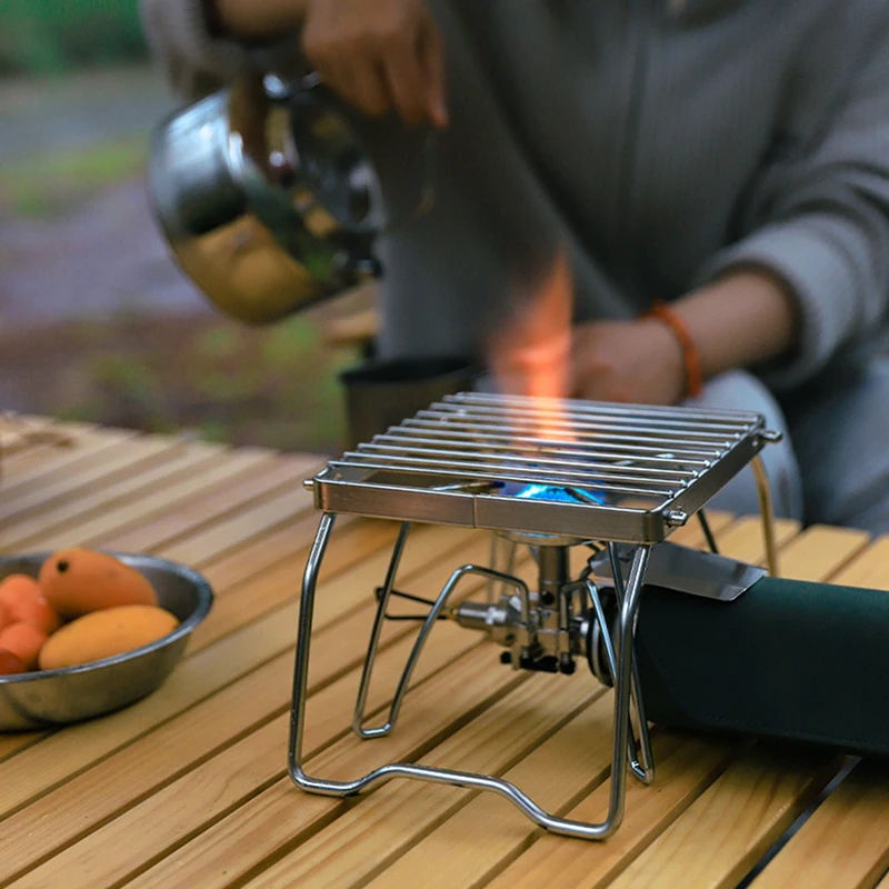 Baking Pan Folding Stand Outdoor Stainless Steel Stove Holder Camping Portable Folding Mini Barbecue Rack