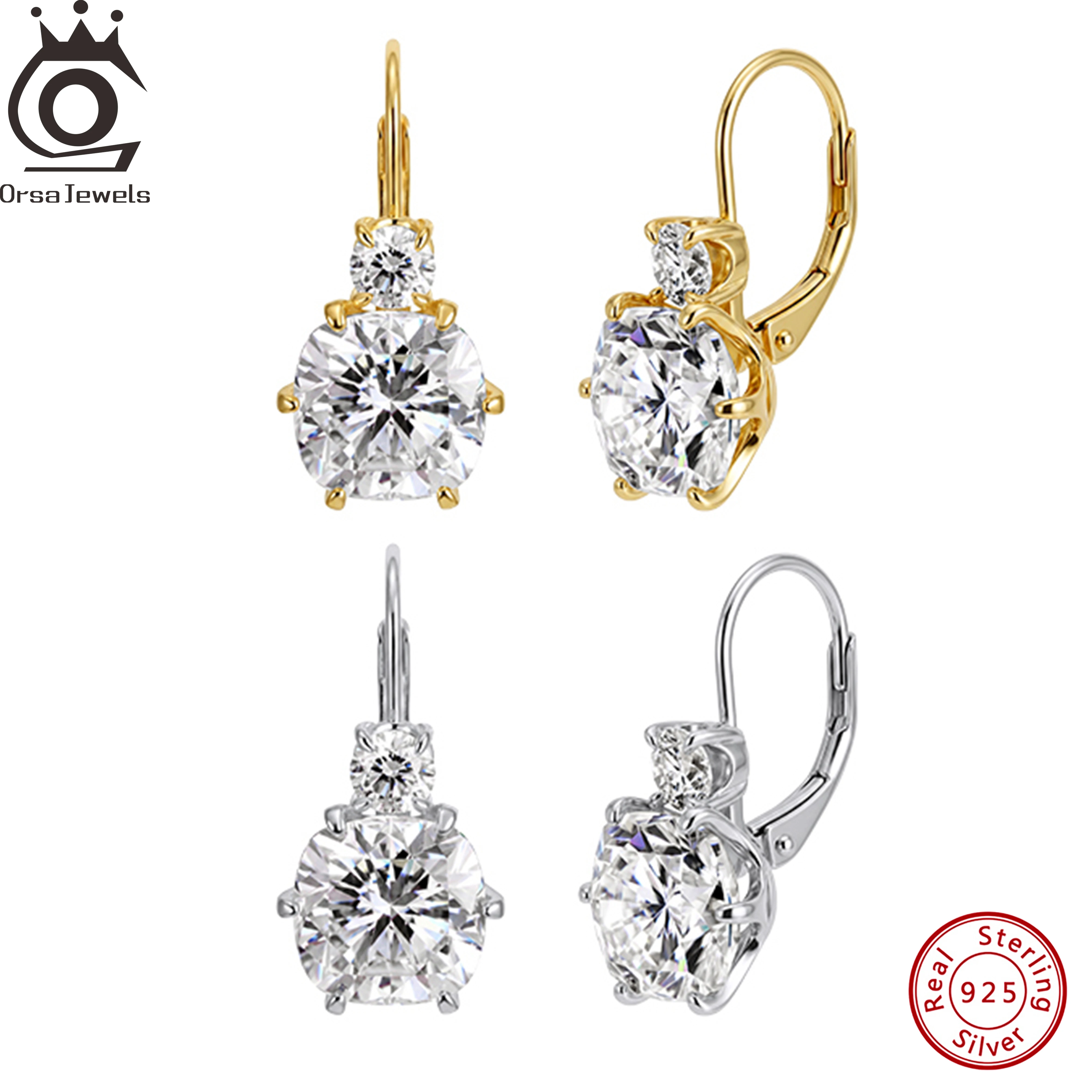 ORSA JEWELS 925 Sterling Silver D Color Moissanite Earrings Elegant Jewelry Gift for Women Wedding Anniversary Birthday MOE31