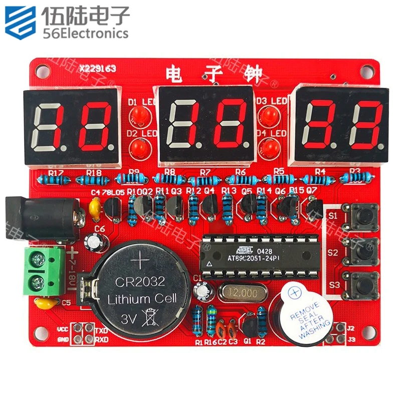 6-bit Multifunctional Electronic Digital Clock Kit Single Chip Microcomputer Clock Spare Parts Welding Kit