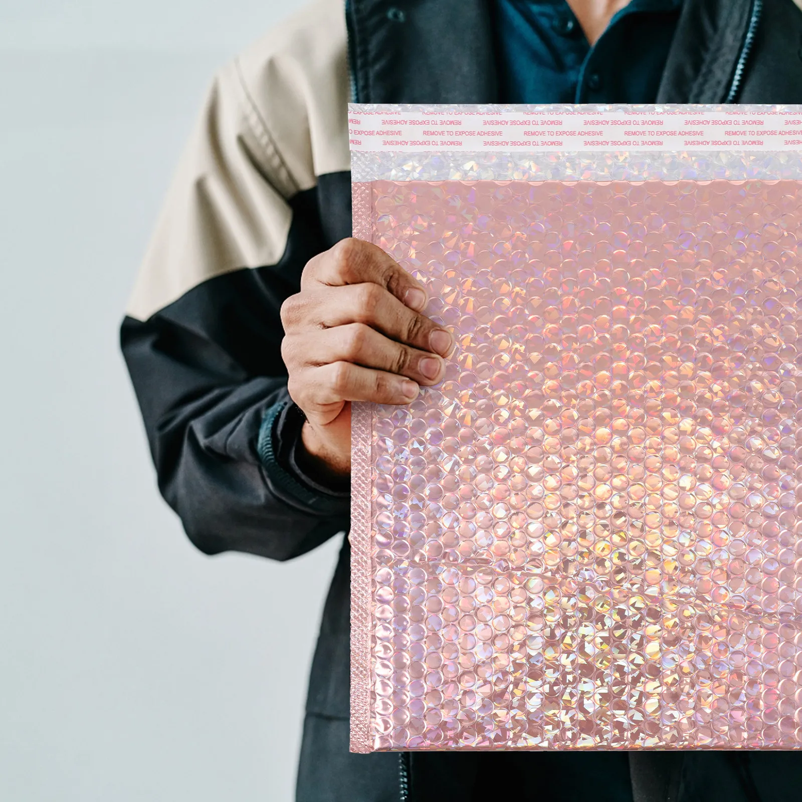 

10 шт. почтовых пакетов для экспресс-доставки, мягкие пузырчатые конверты, розовое золото, водонепроницаемые, устойчивые к разрывам, с усиленными краями, прочная адгезия, для доставки