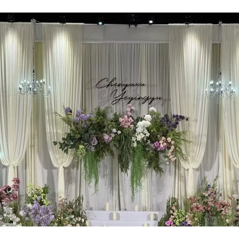 Custom Size Milk Silk Backdrop Curtain for Wedding Party Ceiling Decorations