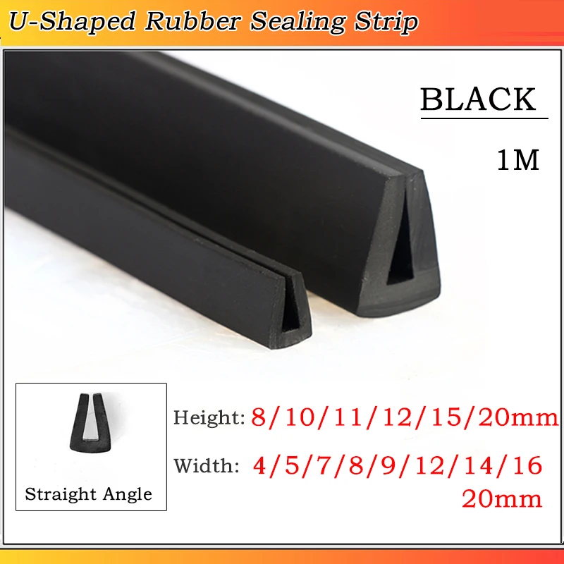 1M H:8~20mm W:4~20mm U-shaped Rubber Sealing Strip Straight Angle Glass Card Strip Scratch Resistant Edging Strip U-Shaped Strip