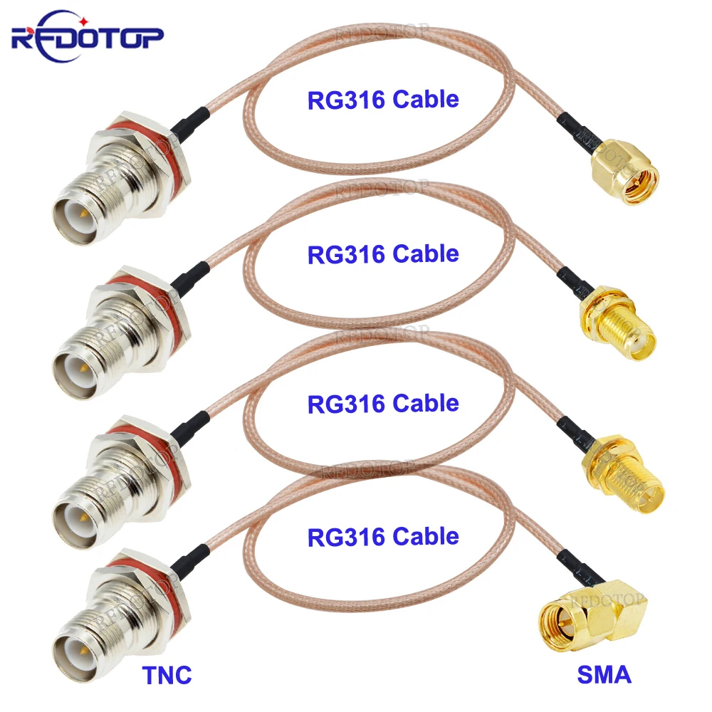 

1Pcs Waterproof RP TNC Female Bulkhead to SMA Male/Female RG316 Pigtail 50 Ohm RF Coaxial Cable Assembly Extension Cord Jumper