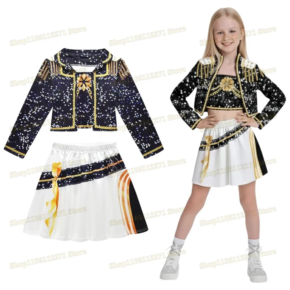 Kids Girls 3D Print Rumi Zoey Mira Cosplay Costume Suit Set Kpop Demon Hunters Uniform Children Halloween Party Roleplay