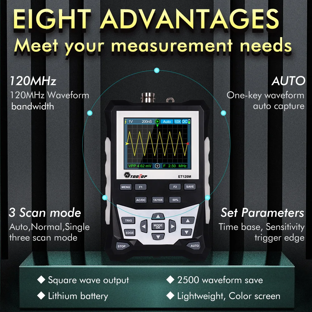 Professional Digital Oscilloscope 500MS/s Sampling Rate 2.4