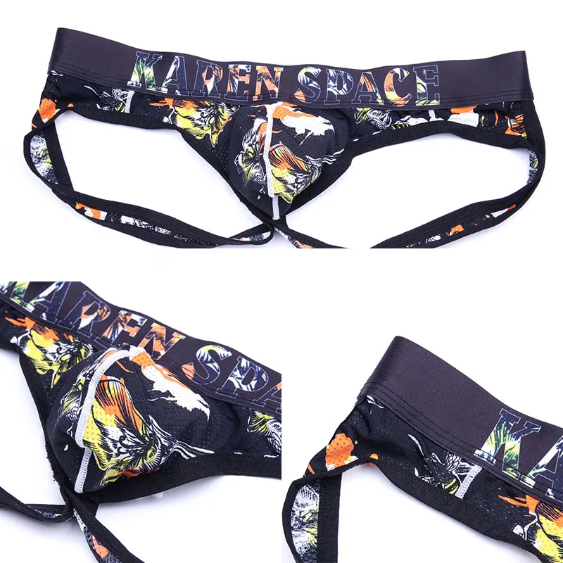 Sexy Gay Jockstrap cotton Men Mesh G-Strings & Thongs Underwear men underwear thong bikini Hollow buttocks Penis pouch