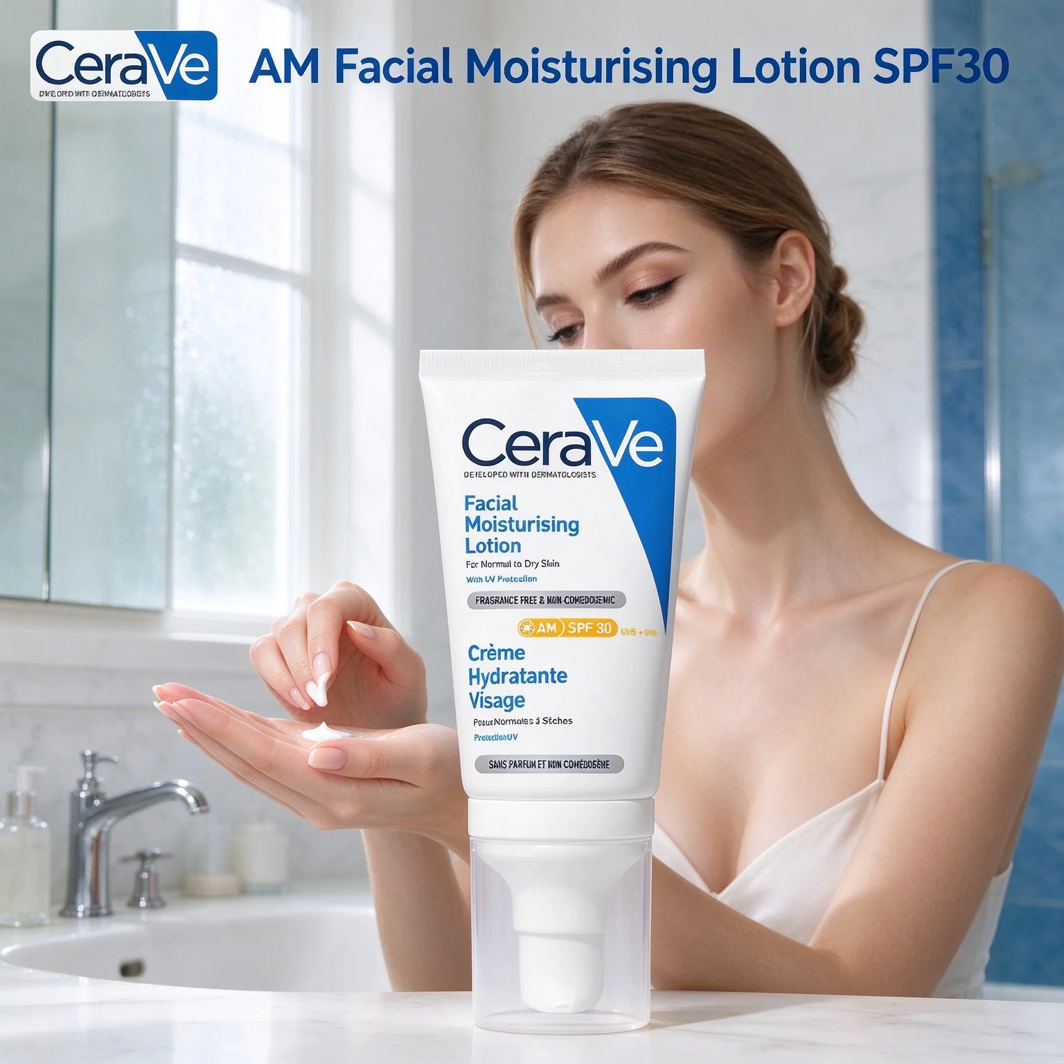 CeraVe AM Facial Moisturising Lotion SPF30 1.75 FL OZ /52ml MVE Release Tech 24H Hydration 3 Essential Ceramides UV Protection