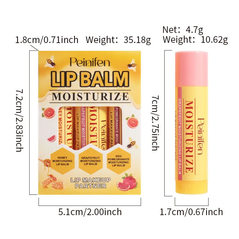 Fruit Color Shift Lippenbalsam, 3er-Pack, getönter feuchtigkeitsspendender Lippenstift, feuchtigkeitsspendendes veganes Lippenpflegeset, langlebig, weichmachend