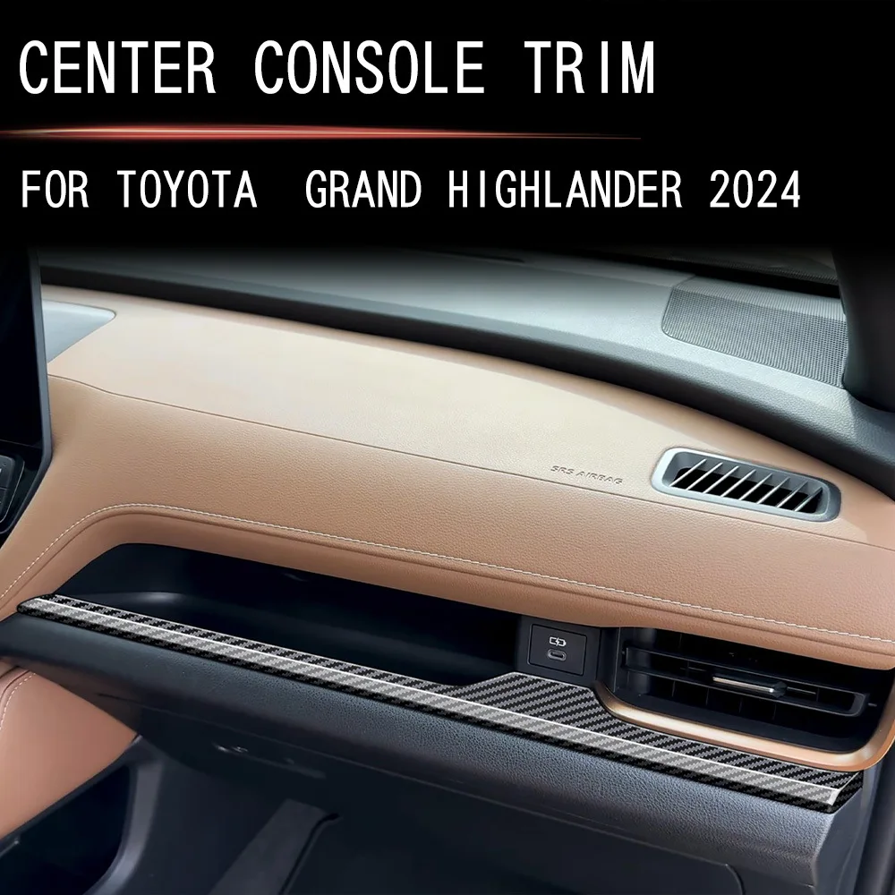 

For Toyota Grand Highlander 2024 2025 Center Console Dashboard Panel Strips Cover Trim Stickers Carbon Fiber Car Accessories