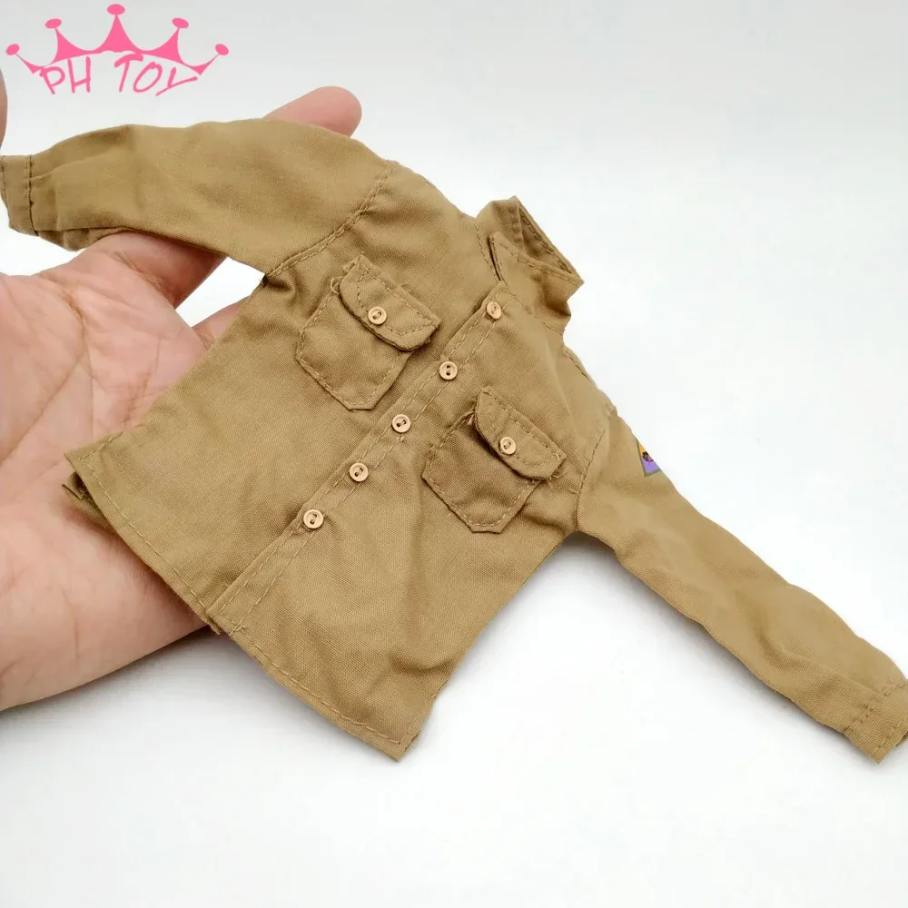 Kaki 1/6 Schaal Wwii Mannelijke Soldaat Shirt Lange Mouw Kleding Model Voor 12in Phicen Tbleague Action Figure Speelgoed