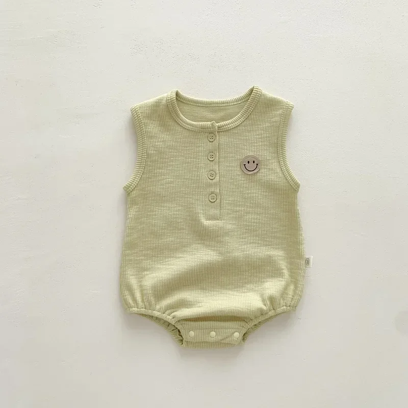 2024 Summer Baby Romper 0-24Months Newborn Boy Girl Solid Color Sleeveless Cotton Bodysuit Playsuit Outfits One-Pieces Clothes