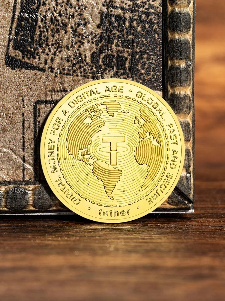 USDT – pièces de crypto-monnaie physique plaquées or, artisanat commémoratif Bitcoin, décorations pour la maison