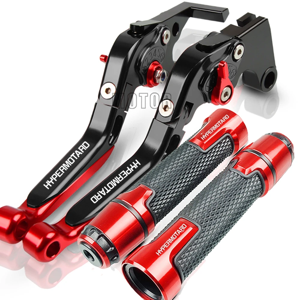 HYPERSTRADA Motorcycle Aluminium Brake Clutch Lever+22MM Handle Grips Handlebar Ends For Ducati HYPERMOTARD 821 2013 2014 2015