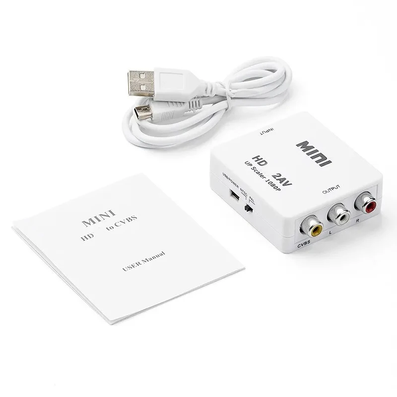 HDMI-compatibel naar RCA Converter AV/CVBS L/R Audio Video Set Top Box Up Scaler 1080P MINI HD2AV Ondersteuning NTSC PAL-uitgang HD naar AV