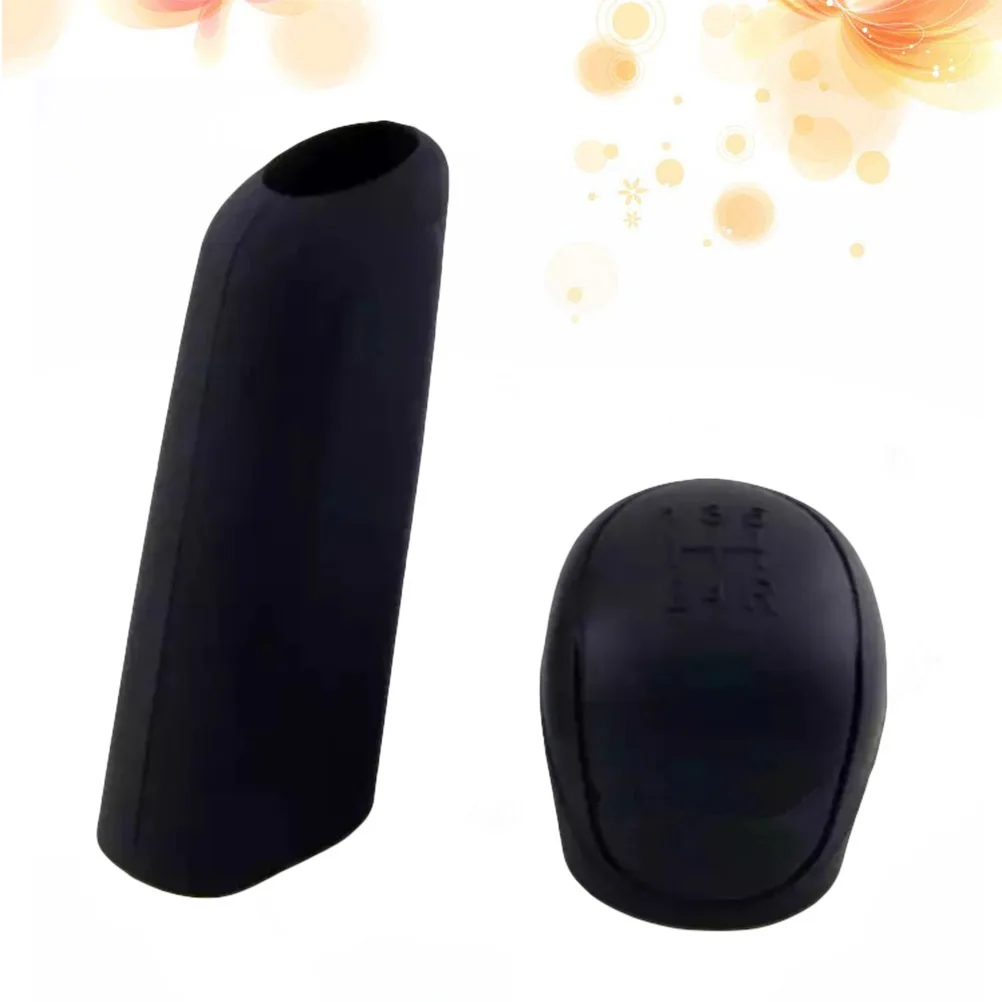 

2 set Silicone Gear Shift Knob Cover Dust Proof Scratch Resistant Fit Car Handbrake Handle Oval Protector Auto Interior