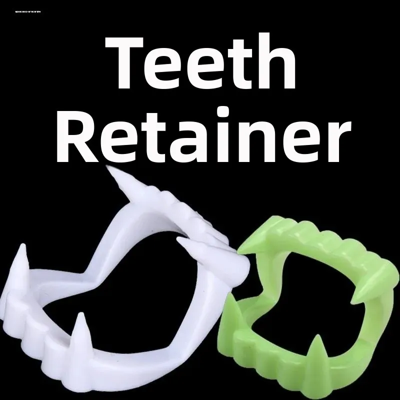 Halloween  Teeth Children's Glowing Fake Teeth Glow in the Dark Dentures Props Dead White Fangs Toys Scary Prank Teeth