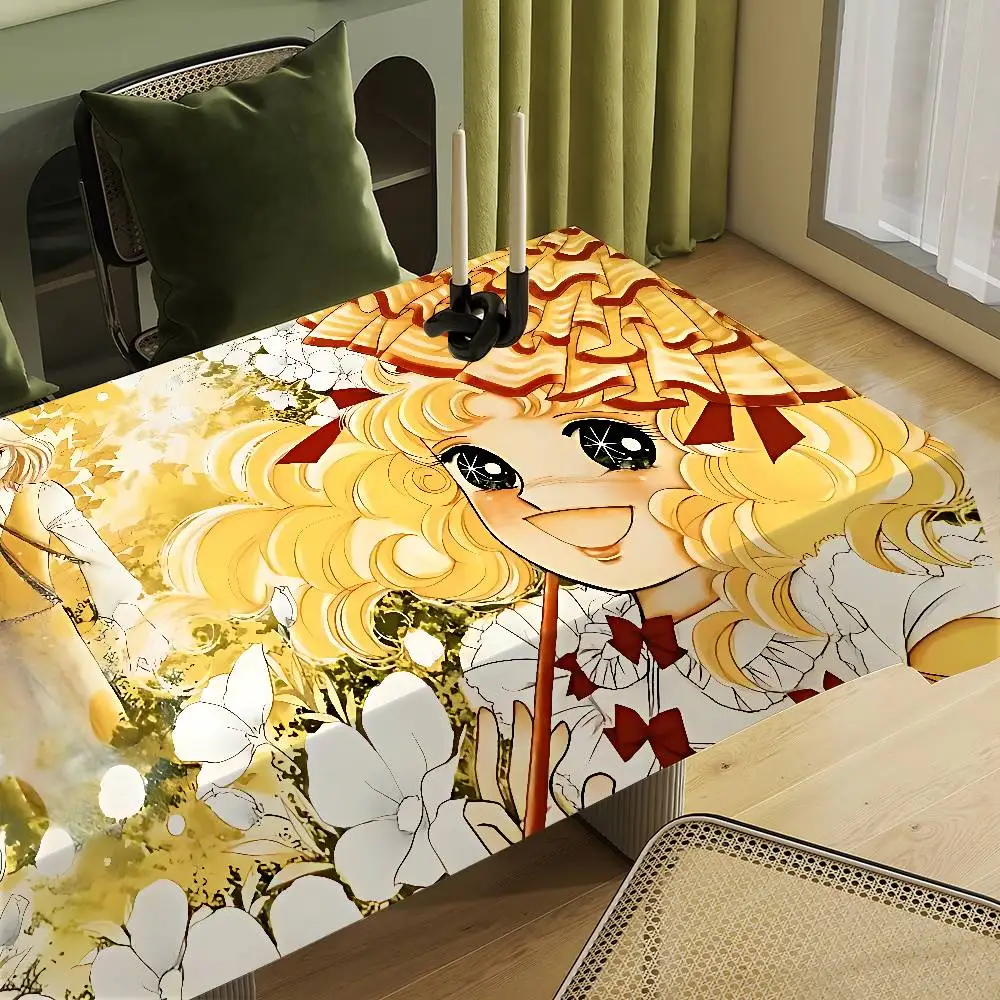 Cute Candy Candy Anime Tablecloth Waterproof Oil-Proof Stain-Resistant Wipeable Rectangle Table