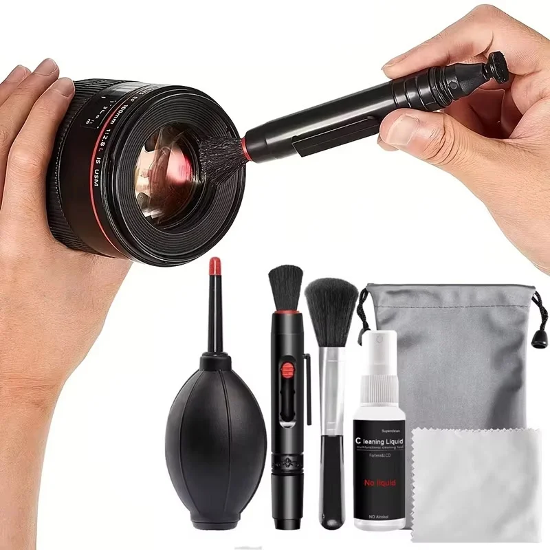 Kit de limpieza para cámara digital 6 en 1, soplador de aire profesional, paño para lentes DSLR, herramienta de limpieza con cepillo para teclados de lentes con Sensor CCD