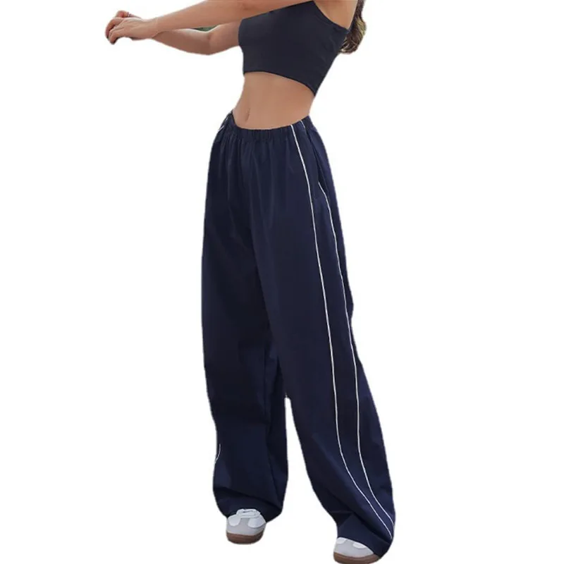 

Y2K Baggy Cargo Pants for Women Drawstring Elastic Low Waist Parachute Pants Sweatpants Loose Hippie Pants Trousers