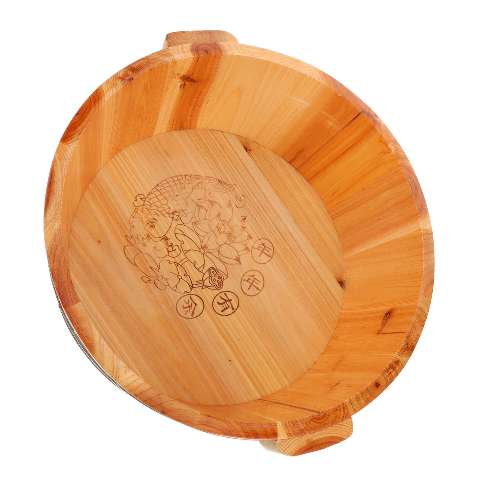 

Natural Wood Soaking Basin Solid Wood Tub Deep Design For Lightweight Portable Wooden Foot Bath Tub With Handles For
