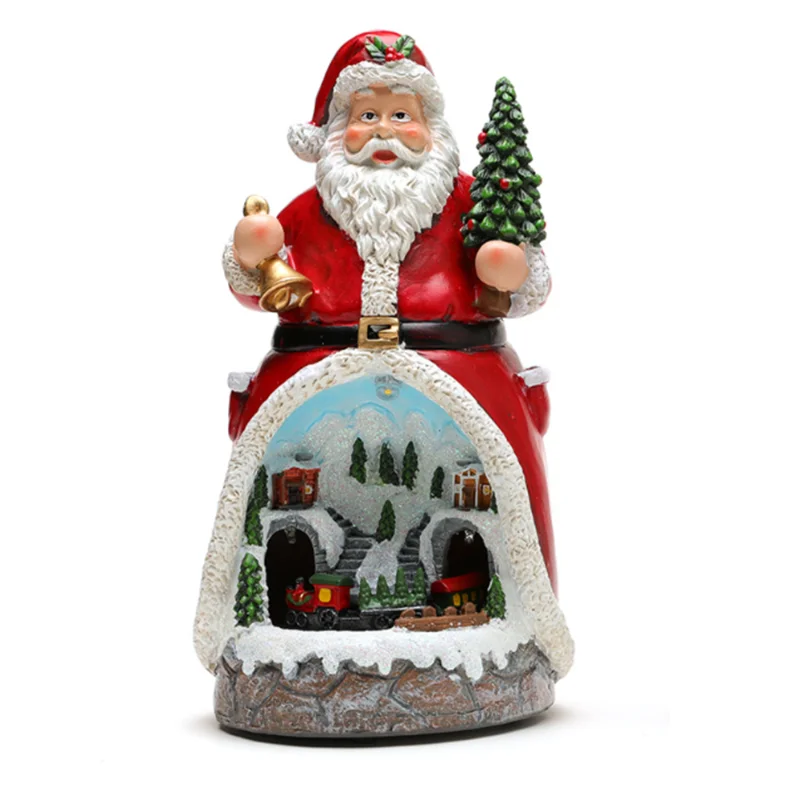 2025 Trend Multifunctional Santa Claus Music Box Rotating LED Lights Christmas Gift Ornament