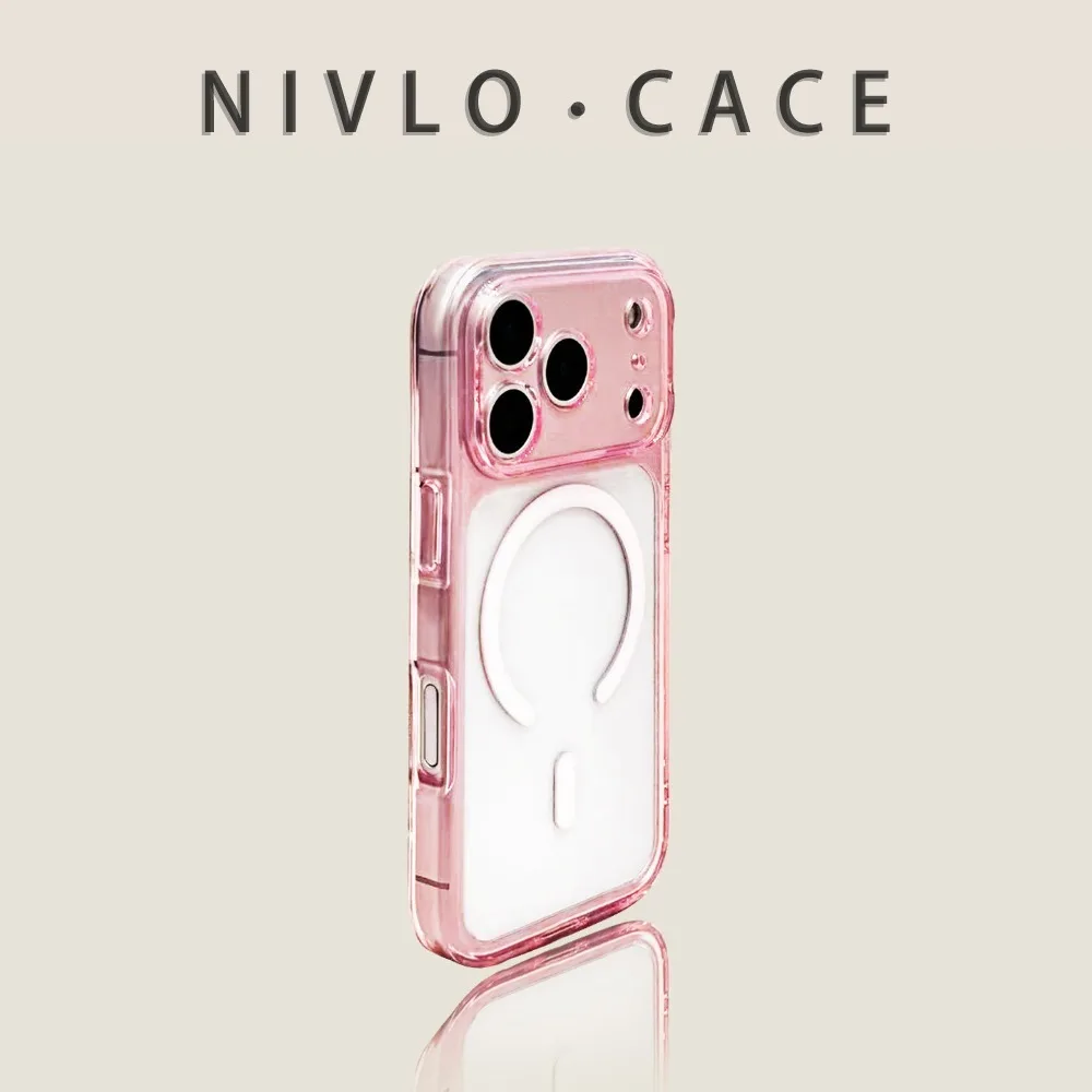 

For iPhone 17 Pro Max Case Pink Transparent Acrylic Magnetic Precise Cutout Minimalist Premium Shockproof Cover