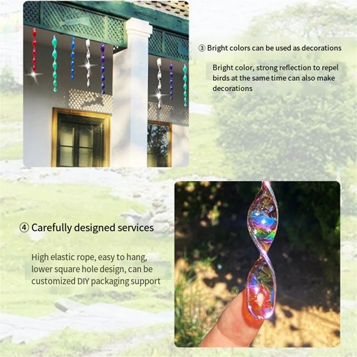 Spiral bird repellent stick30cm Bird Repellent Reflex Startle Stick - Decorative Rotating Control - Keep Birds Away