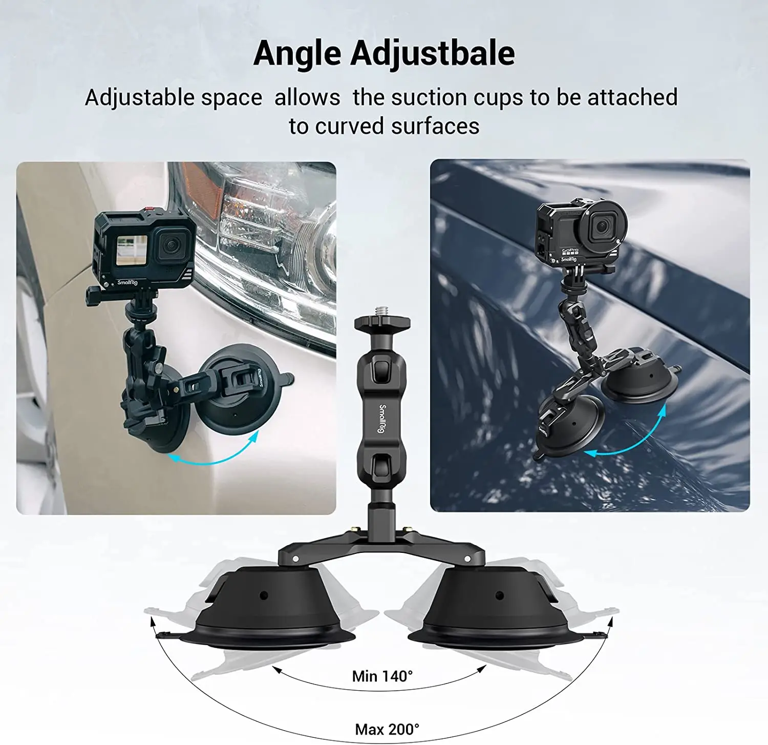 SmallRig Saugnapf Halterung für GoPro Leichte Halterung für Vlogging Handy Multi-Winkel für Sony DLSR Windschutzscheibe Schießen