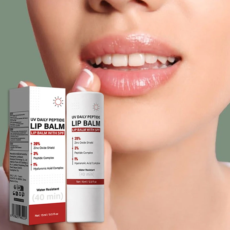 SPF Peptide Sunscreen Lip Balm Hyaluronic Acid Complex Moisturizing Lip Care Water Resistant Anti Chapped Lip Stick