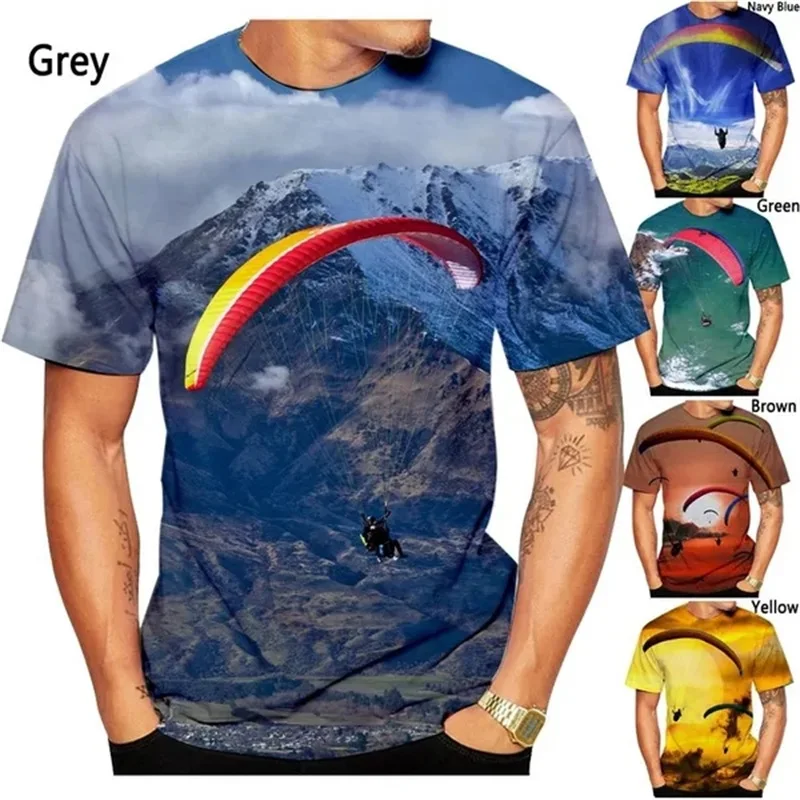 

New Extreme Sports Paraglider 3D Printed T-shirt For Men Summer Casual Short Sleeve Streetwear Tee Top Mens Plus Size Tshirt