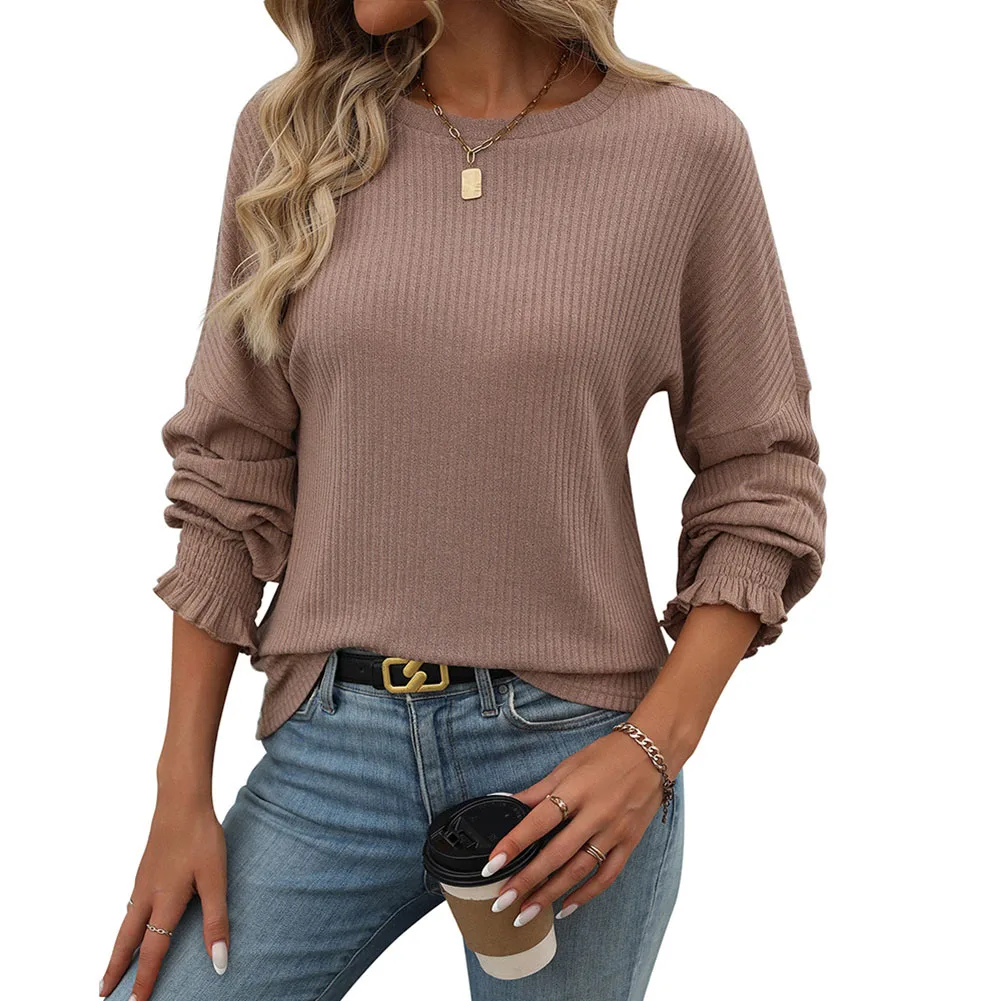 Striped Loose Long Sleeve T Shirt for Women Casual Knit Top Perfect for Spring and Summer Fashion and Various Occasions