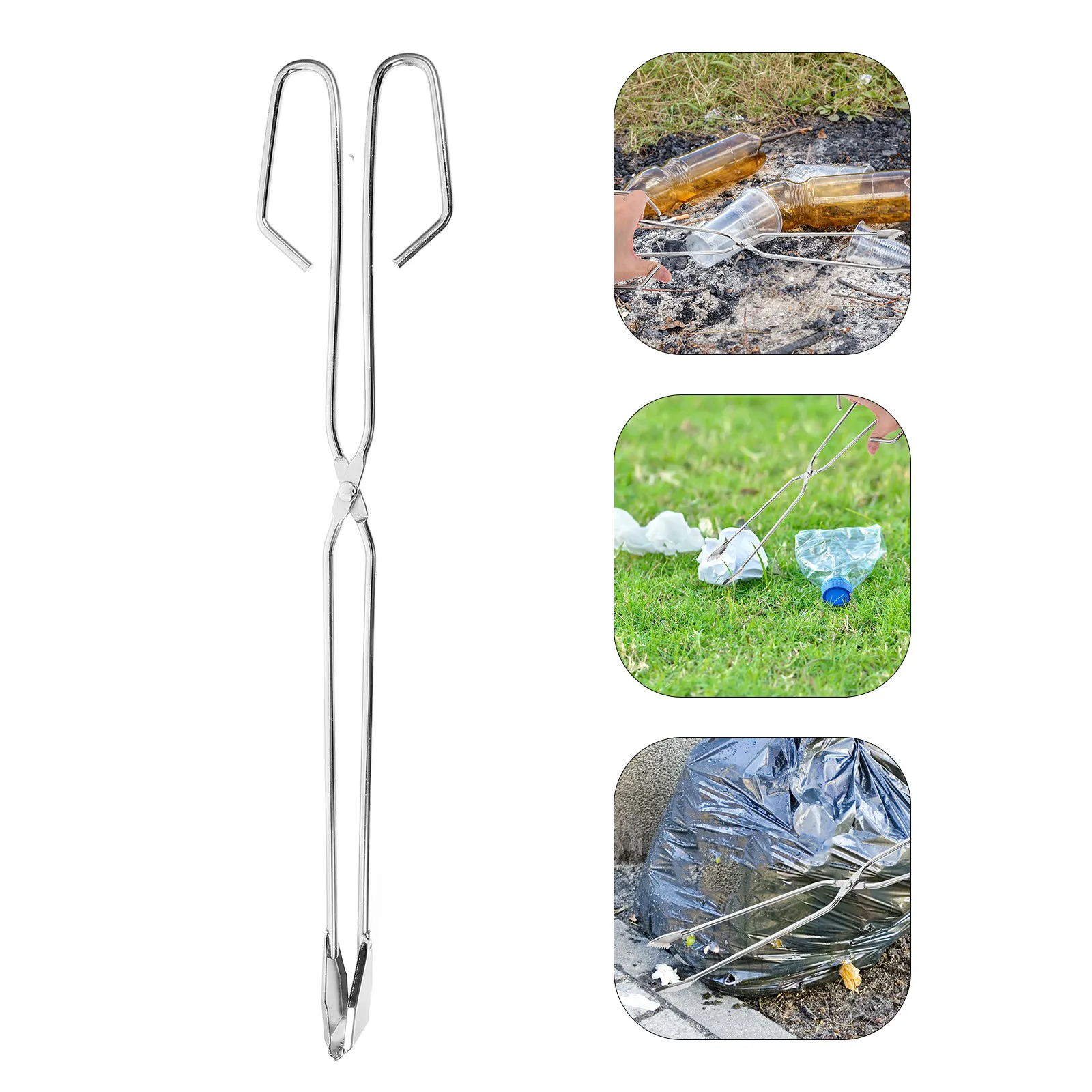 Stainless Steel Trash Picker Grabber Tool Heavy Duty Garbage Clamp for Litter Pickup Cleaning Without Bending Chrome Plated