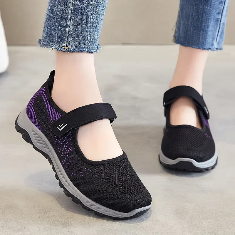 Breathable Comfortable Shallow Mouth Cutout Mesh Casual Shoes Women 2025 Spring Summer Platform Shoes Mary Janes for Daily Mom